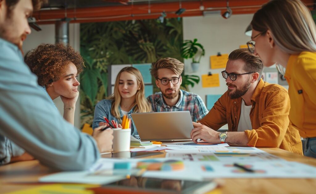 Équipe web en réunion au sein d’une agence digitale au Luxembourg